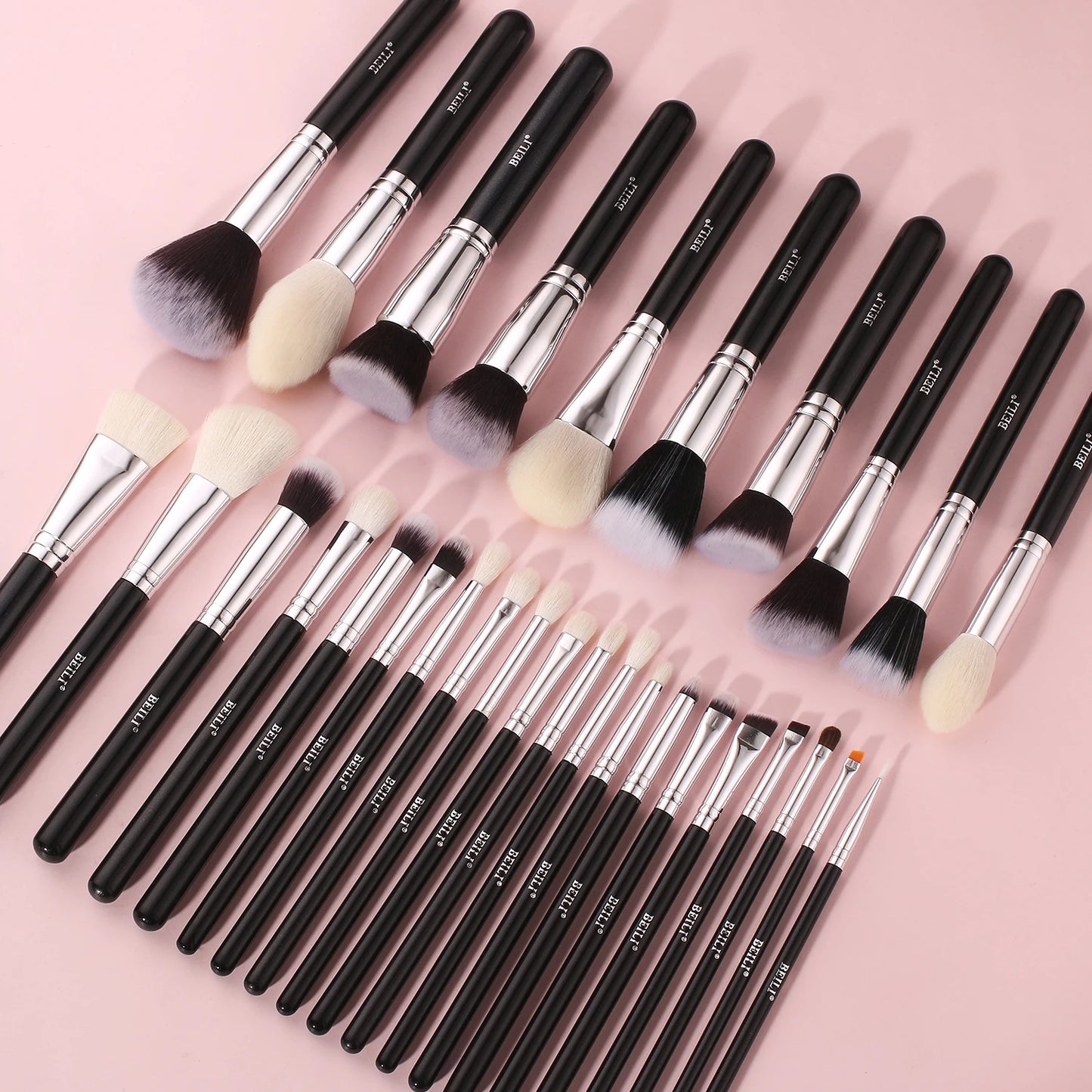 BEILI - Ensemble de Pinceaux de Maquillage Professionnels : Fibre Naturelle pour Fond de Teint, Poudre et Contour