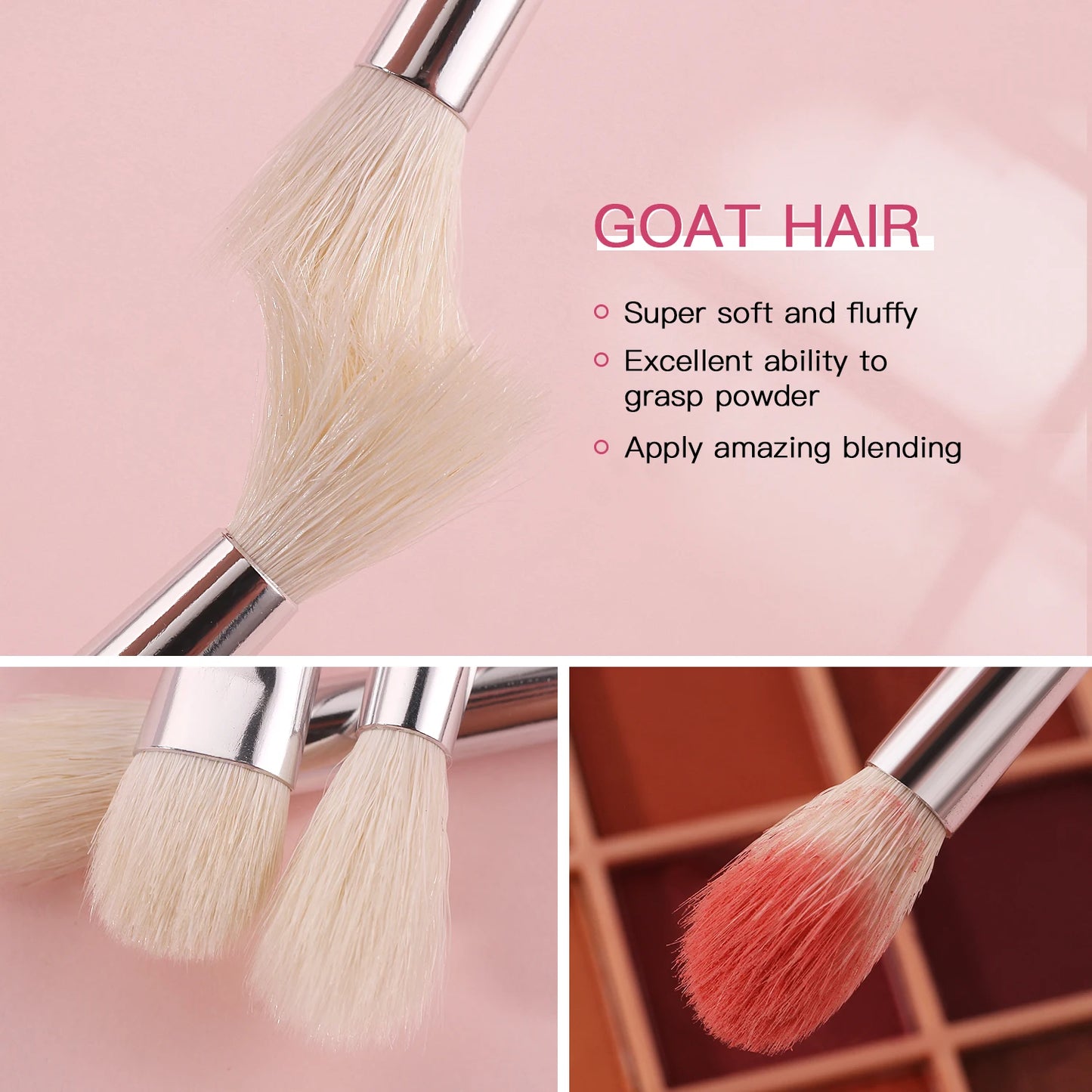 BEILI - Ensemble de Pinceaux de Maquillage Professionnels : Fibre Naturelle pour Fond de Teint, Poudre et Contour