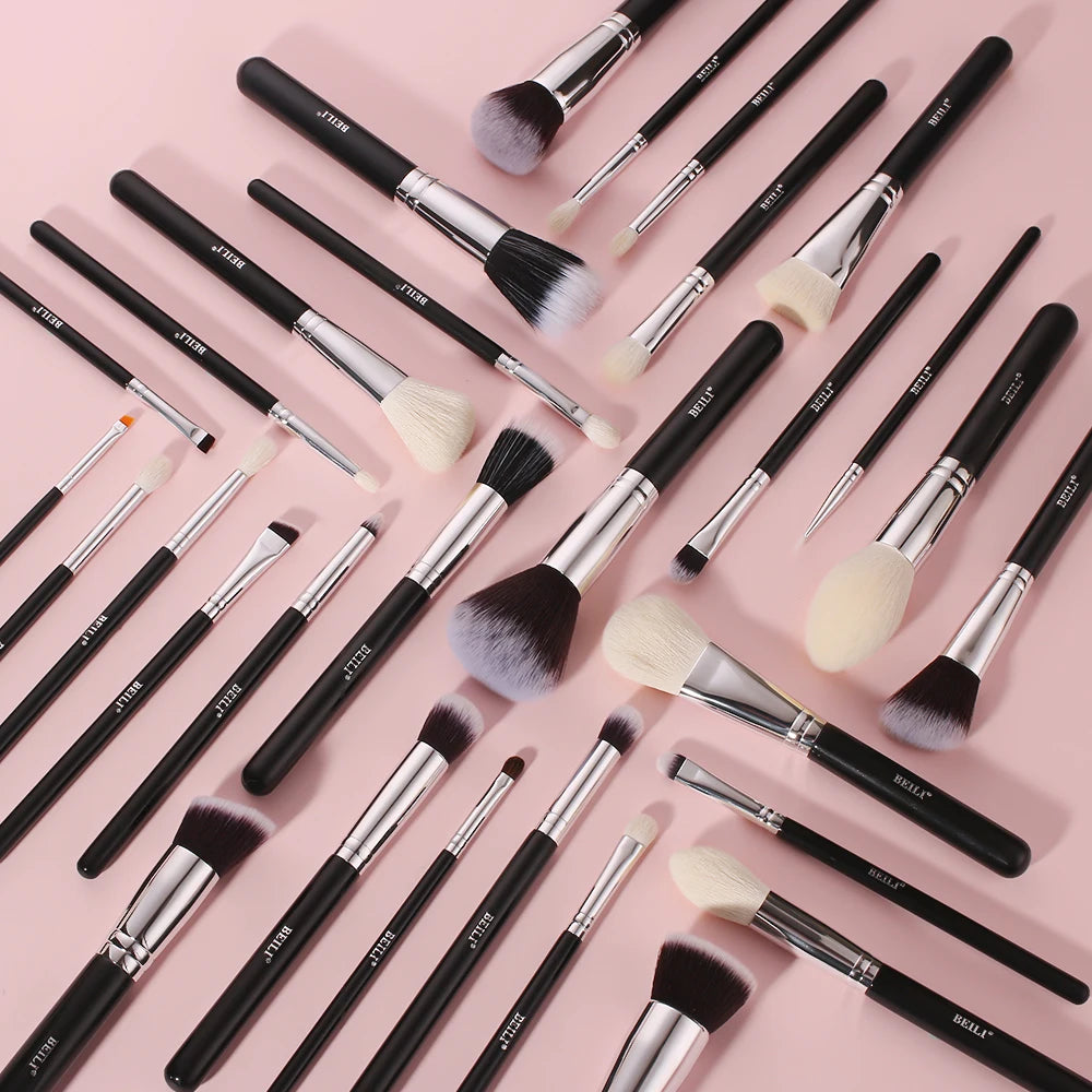 BEILI - Ensemble de Pinceaux de Maquillage Professionnels : Fibre Naturelle pour Fond de Teint, Poudre et Contour