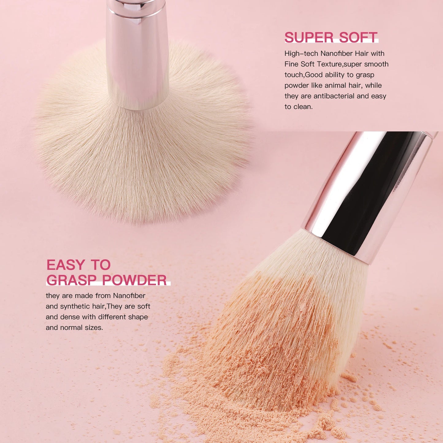 BEILI - Ensemble de Pinceaux de Maquillage Professionnels : Fibre Naturelle pour Fond de Teint, Poudre et Contour
