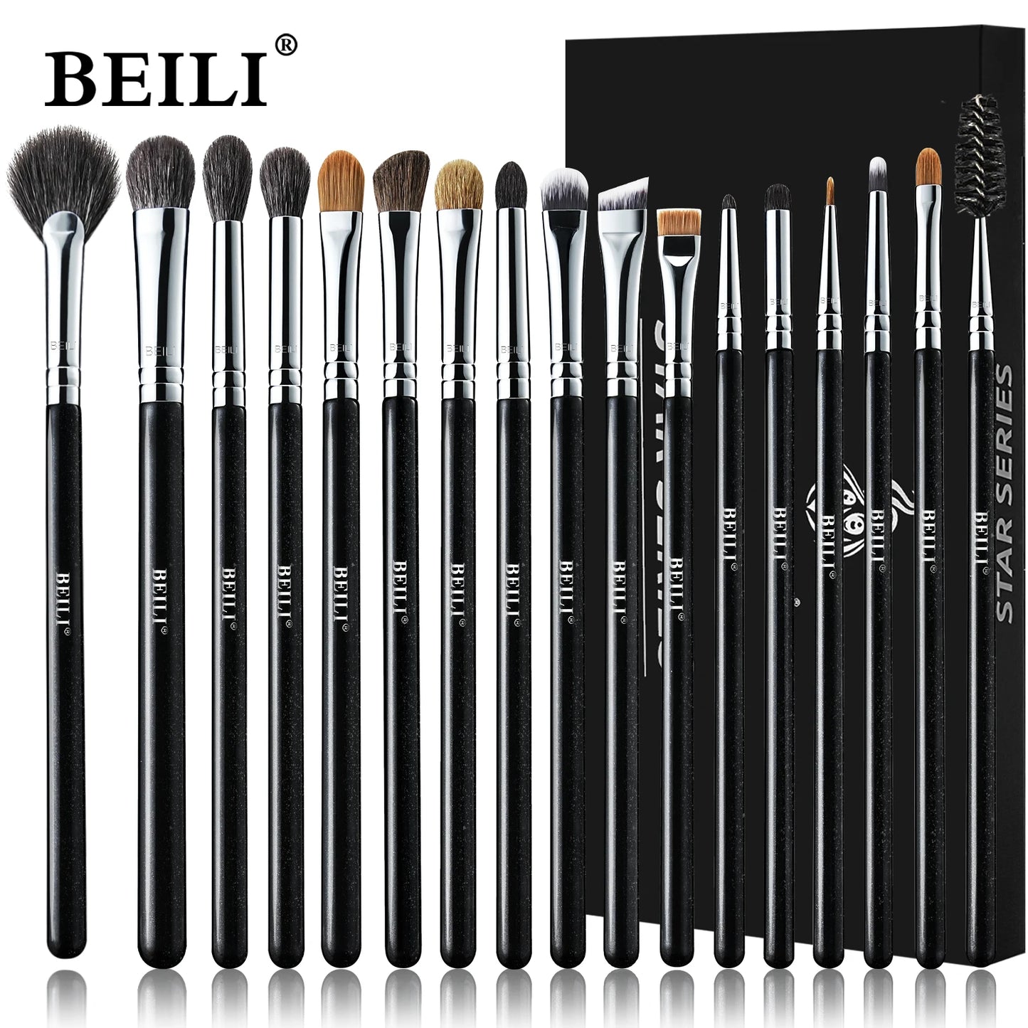 BEILI - Ensemble de Pinceaux de Maquillage Professionnels : Fibre Naturelle pour Fond de Teint, Poudre et Contour