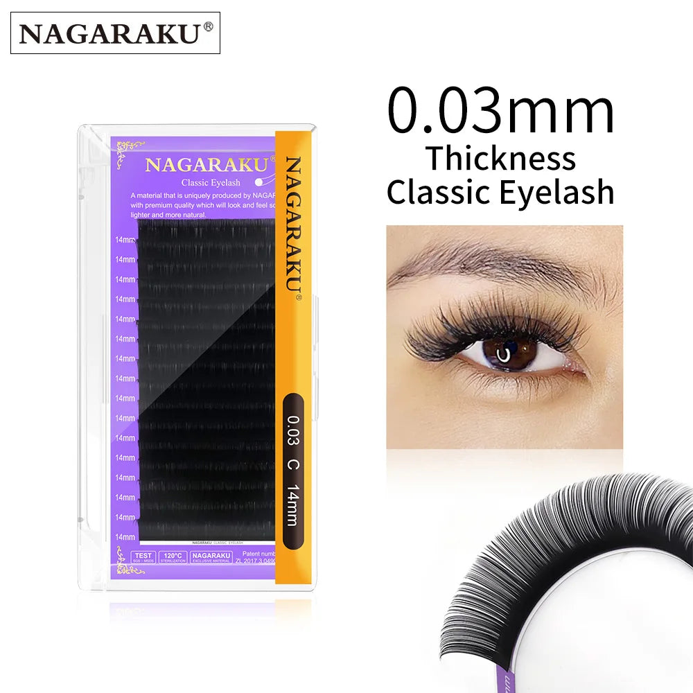 Faux Cils Individuels Nagaraku : Extensions en Vison Doux pour un Maquillage Classique Professionnel