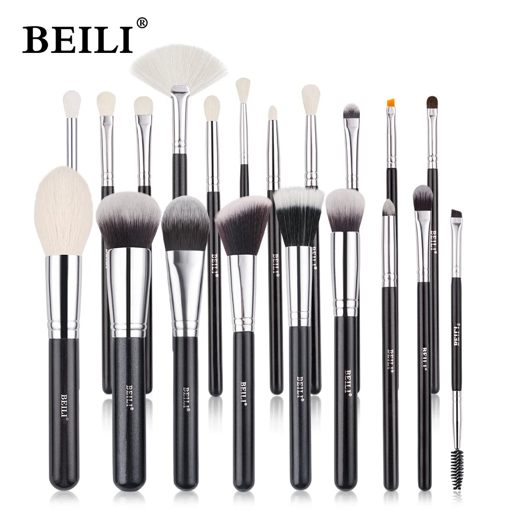 BEILI - Ensemble de Pinceaux de Maquillage Professionnels : Fibre Naturelle pour Fond de Teint, Poudre et Contour