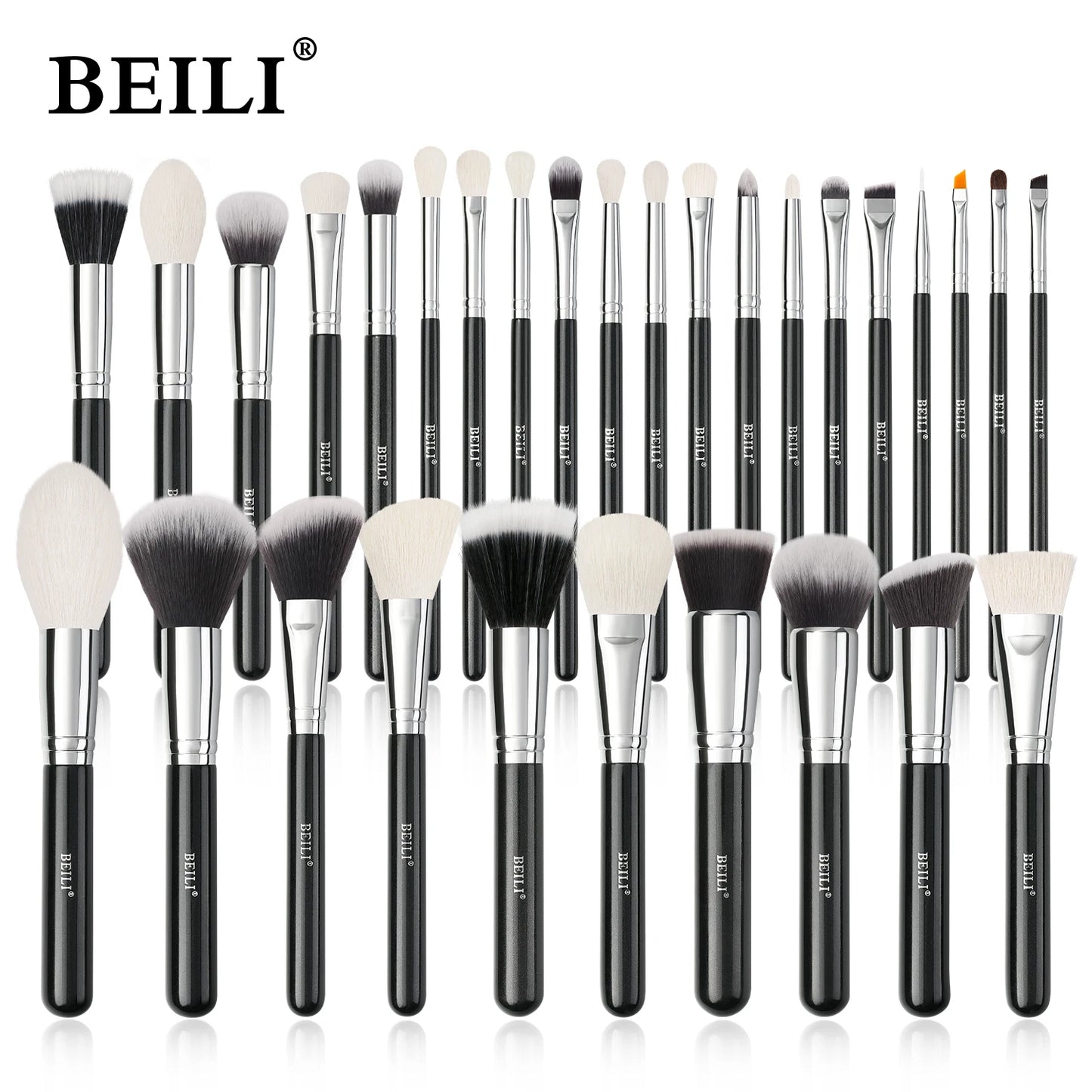 BEILI - Ensemble de Pinceaux de Maquillage Professionnels : Fibre Naturelle pour Fond de Teint, Poudre et Contour