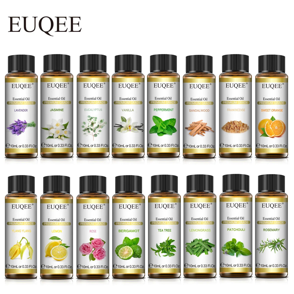 EUQEE-Huile essentielle végétale naturelle avec compte-gouttes pour diffuseur, humidificateur.
