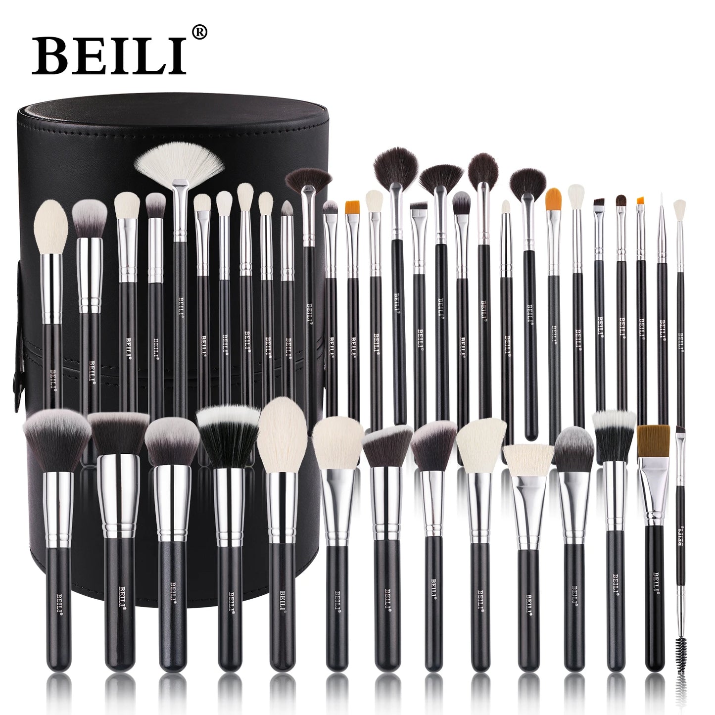 BEILI - Ensemble de Pinceaux de Maquillage Professionnels : Fibre Naturelle pour Fond de Teint, Poudre et Contour