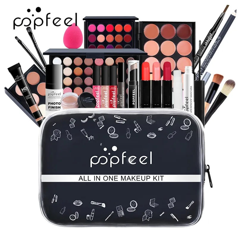 POPFEEL - Ensemble Complet de Maquillage pour Femme : Palette de Fards, Eyeliner et Accessoires