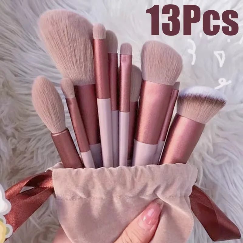 Ensemble de pinceaux de maquillage professionnels - 13/15 pièces avec sac, pour fond de teint, fard à joues et beauté