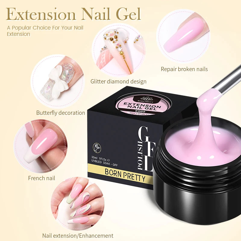 Gel de Construction UV Laiteux - Extension et Renforcement des Ongles