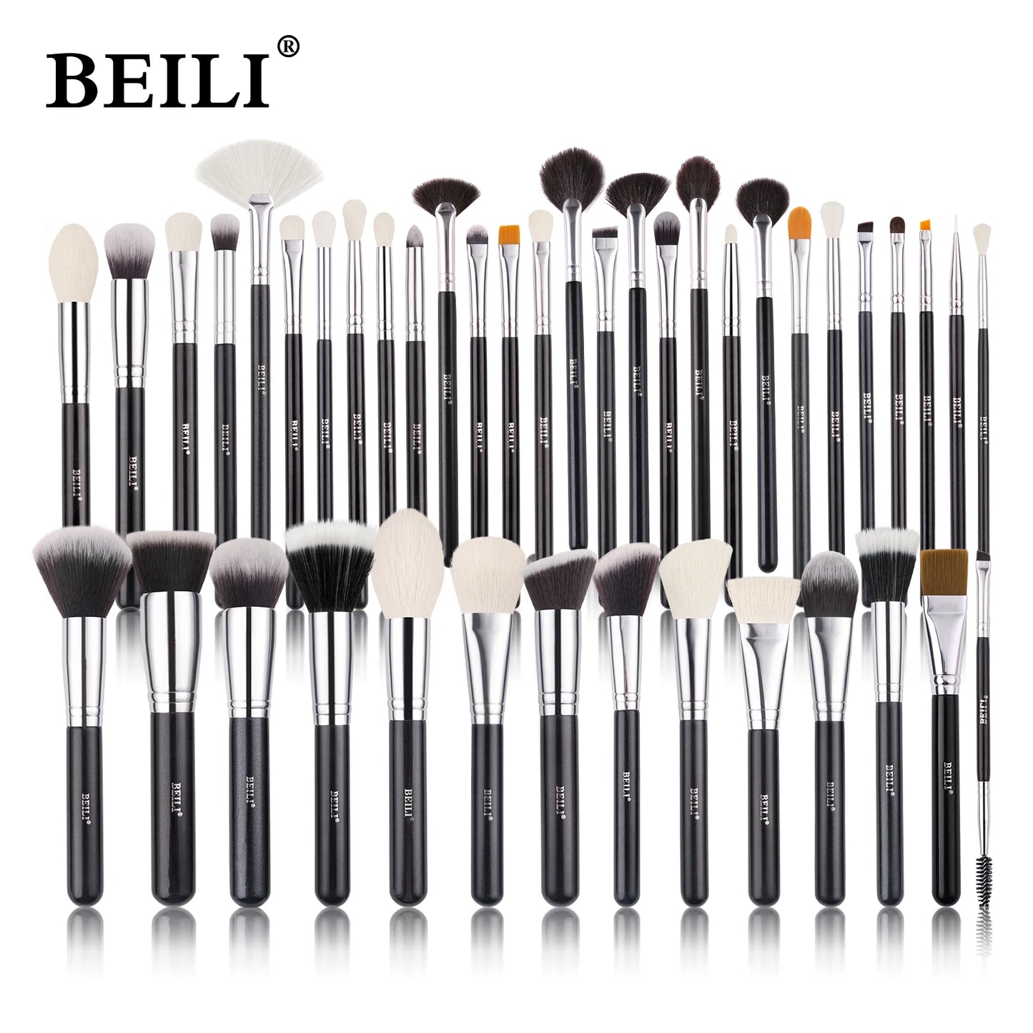 BEILI - Ensemble de Pinceaux de Maquillage Professionnels : Fibre Naturelle pour Fond de Teint, Poudre et Contour