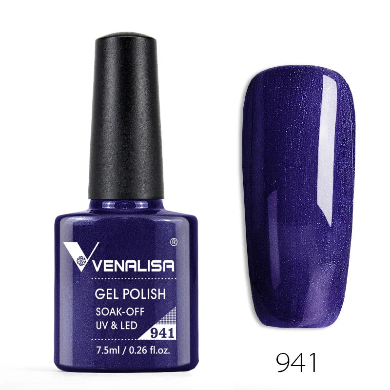 VENALISA – Vernis à Ongles Gel Semi-Permanent 7,5 ml, 120 Couleurs, UV/LED, Effet Paillettes, Formule Organique et Facile à Dissoudre