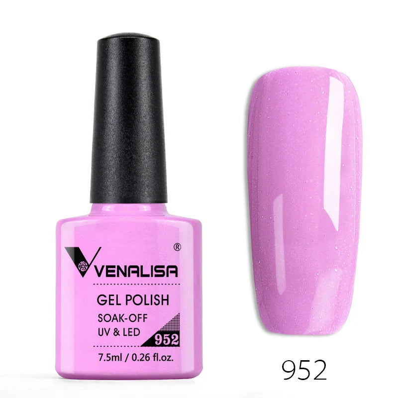 VENALISA – Vernis à Ongles Gel Semi-Permanent 7,5 ml, 120 Couleurs, UV/LED, Effet Paillettes, Formule Organique et Facile à Dissoudre