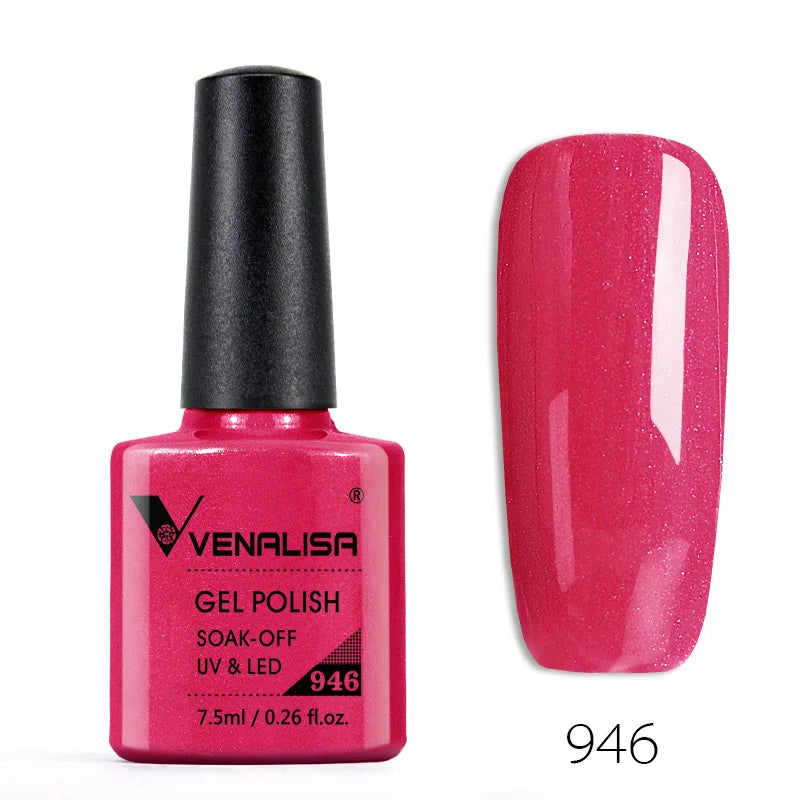 VENALISA – Vernis à Ongles Gel Semi-Permanent 7,5 ml, 120 Couleurs, UV/LED, Effet Paillettes, Formule Organique et Facile à Dissoudre