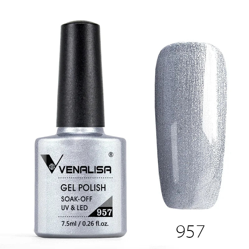 VENALISA – Vernis à Ongles Gel Semi-Permanent 7,5 ml, 120 Couleurs, UV/LED, Effet Paillettes, Formule Organique et Facile à Dissoudre