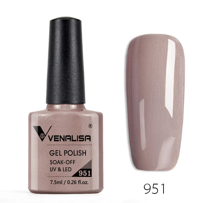 VENALISA – Vernis à Ongles Gel Semi-Permanent 7,5 ml, 120 Couleurs, UV/LED, Effet Paillettes, Formule Organique et Facile à Dissoudre