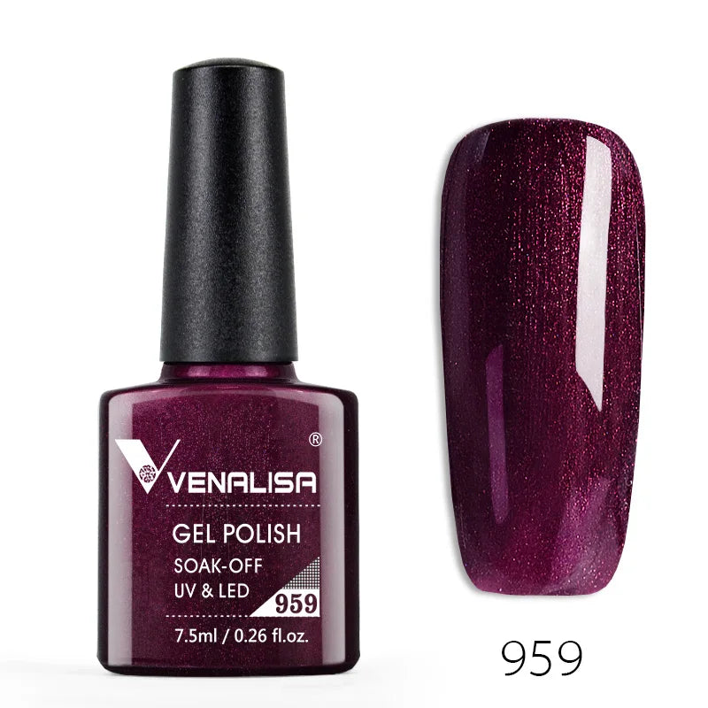 VENALISA – Vernis à Ongles Gel Semi-Permanent 7,5 ml, 120 Couleurs, UV/LED, Effet Paillettes, Formule Organique et Facile à Dissoudre
