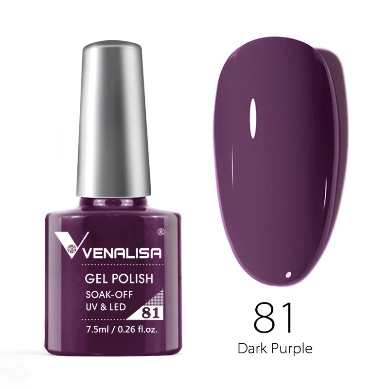 VENALISA – Vernis à Ongles Gel Semi-Permanent 7,5 ml, 120 Couleurs, UV/LED, Effet Paillettes, Formule Organique et Facile à Dissoudre