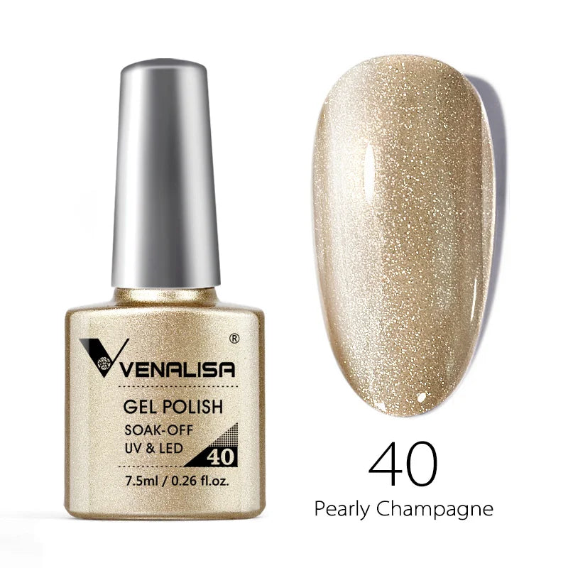 VENALISA – Vernis à Ongles Gel Semi-Permanent 7,5 ml, 120 Couleurs, UV/LED, Effet Paillettes, Formule Organique et Facile à Dissoudre