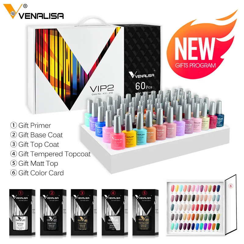 VENALISA – Vernis à Ongles Gel Semi-Permanent 7,5 ml, 120 Couleurs, UV/LED, Effet Paillettes, Formule Organique et Facile à Dissoudre