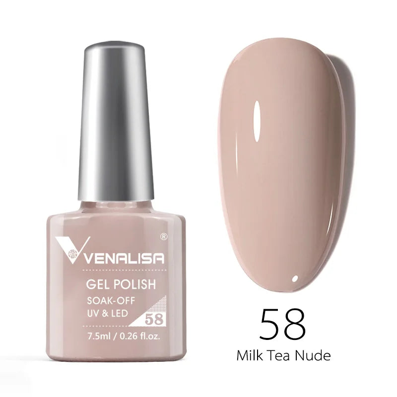 VENALISA – Vernis à Ongles Gel Semi-Permanent 7,5 ml, 120 Couleurs, UV/LED, Effet Paillettes, Formule Organique et Facile à Dissoudre