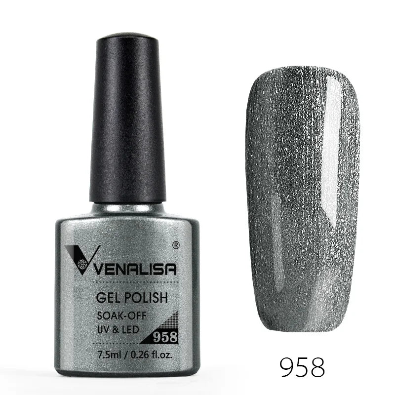 VENALISA – Vernis à Ongles Gel Semi-Permanent 7,5 ml, 120 Couleurs, UV/LED, Effet Paillettes, Formule Organique et Facile à Dissoudre