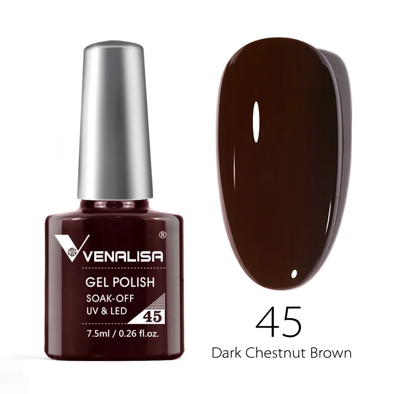 VENALISA – Vernis à Ongles Gel Semi-Permanent 7,5 ml, 120 Couleurs, UV/LED, Effet Paillettes, Formule Organique et Facile à Dissoudre
