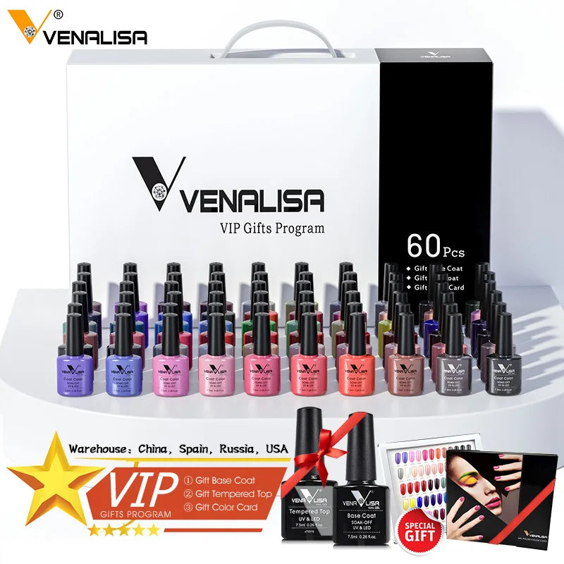 VENALISA – Vernis à Ongles Gel Semi-Permanent 7,5 ml, 120 Couleurs, UV/LED, Effet Paillettes, Formule Organique et Facile à Dissoudre