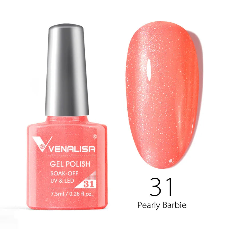 VENALISA – Vernis à Ongles Gel Semi-Permanent 7,5 ml, 120 Couleurs, UV/LED, Effet Paillettes, Formule Organique et Facile à Dissoudre