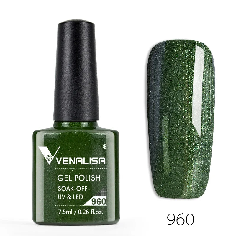 VENALISA – Vernis à Ongles Gel Semi-Permanent 7,5 ml, 120 Couleurs, UV/LED, Effet Paillettes, Formule Organique et Facile à Dissoudre