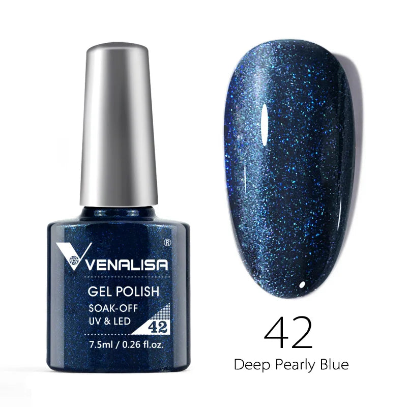 VENALISA – Vernis à Ongles Gel Semi-Permanent 7,5 ml, 120 Couleurs, UV/LED, Effet Paillettes, Formule Organique et Facile à Dissoudre