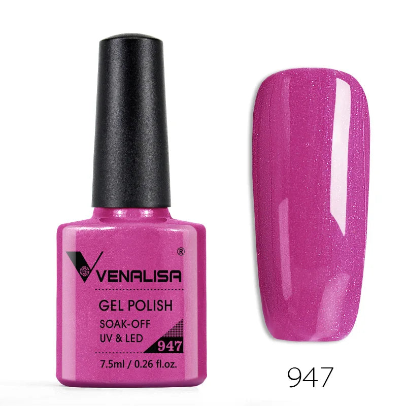 VENALISA – Vernis à Ongles Gel Semi-Permanent 7,5 ml, 120 Couleurs, UV/LED, Effet Paillettes, Formule Organique et Facile à Dissoudre