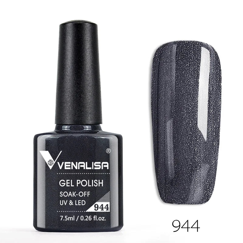 VENALISA – Vernis à Ongles Gel Semi-Permanent 7,5 ml, 120 Couleurs, UV/LED, Effet Paillettes, Formule Organique et Facile à Dissoudre