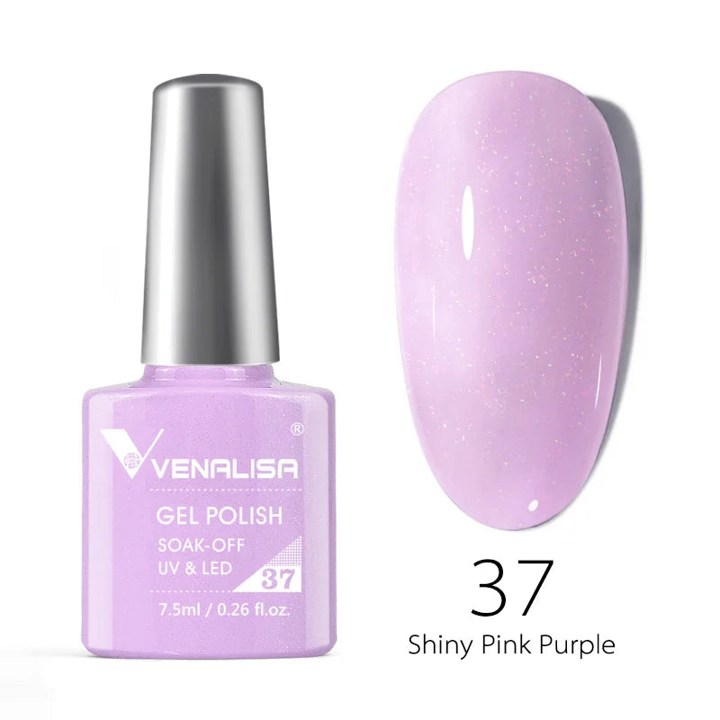 VENALISA – Vernis à Ongles Gel Semi-Permanent 7,5 ml, 120 Couleurs, UV/LED, Effet Paillettes, Formule Organique et Facile à Dissoudre