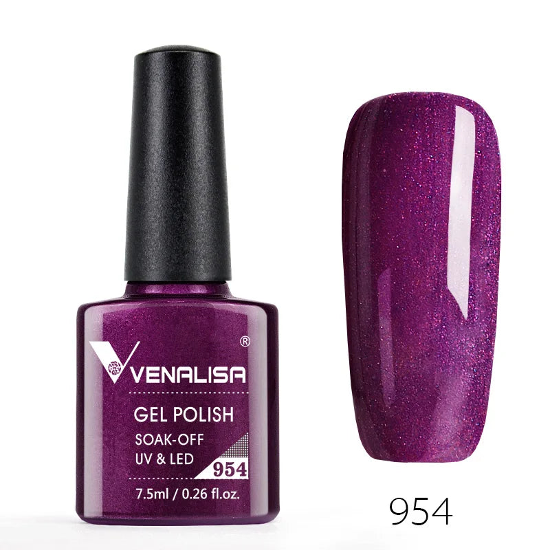 VENALISA – Vernis à Ongles Gel Semi-Permanent 7,5 ml, 120 Couleurs, UV/LED, Effet Paillettes, Formule Organique et Facile à Dissoudre