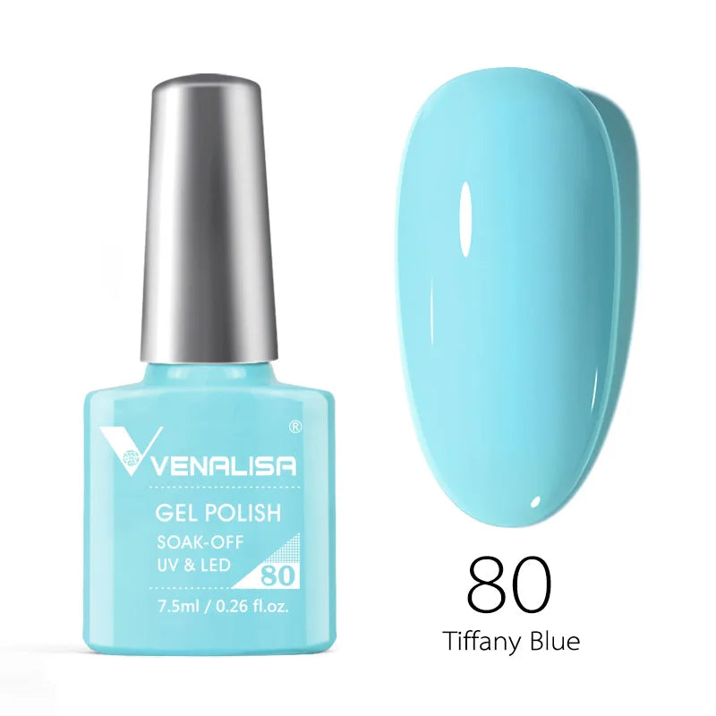 VENALISA – Vernis à Ongles Gel Semi-Permanent 7,5 ml, 120 Couleurs, UV/LED, Effet Paillettes, Formule Organique et Facile à Dissoudre