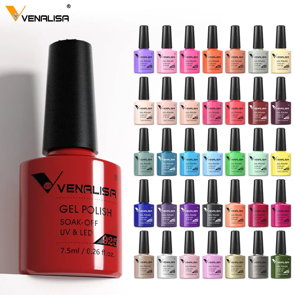 VENALISA – Vernis à Ongles Gel Semi-Permanent 7,5 ml, 120 Couleurs, UV/LED, Effet Paillettes, Formule Organique et Facile à Dissoudre