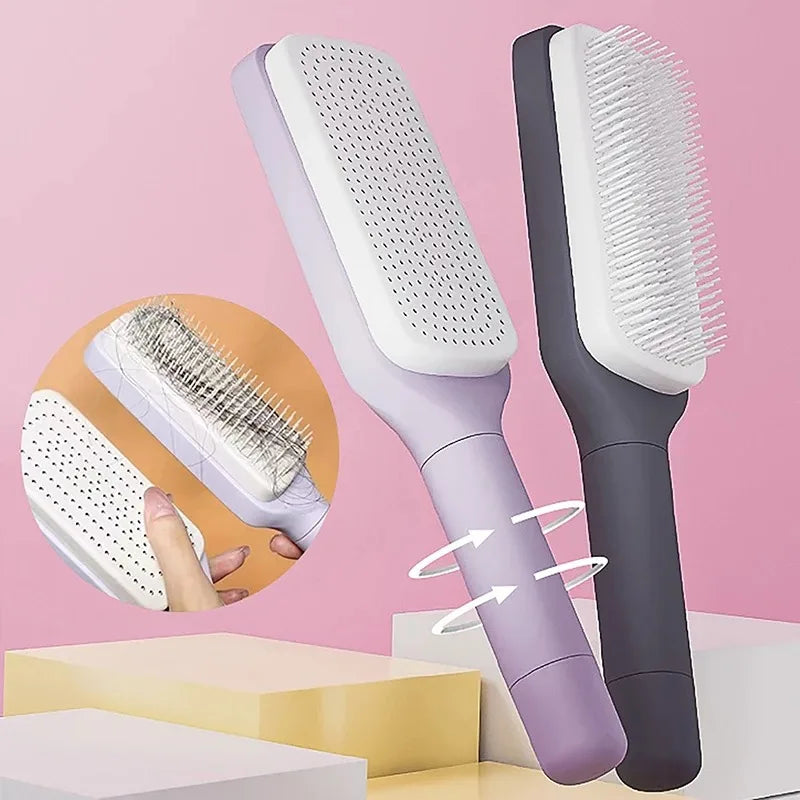 Brosse à cheveux autonettoyante
